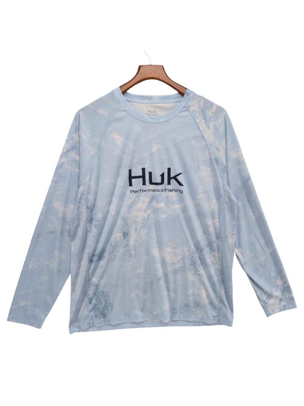Huk Mossy Oak Performance Shirt Mens Light Blue Stormwater Long Sleeve Size XL